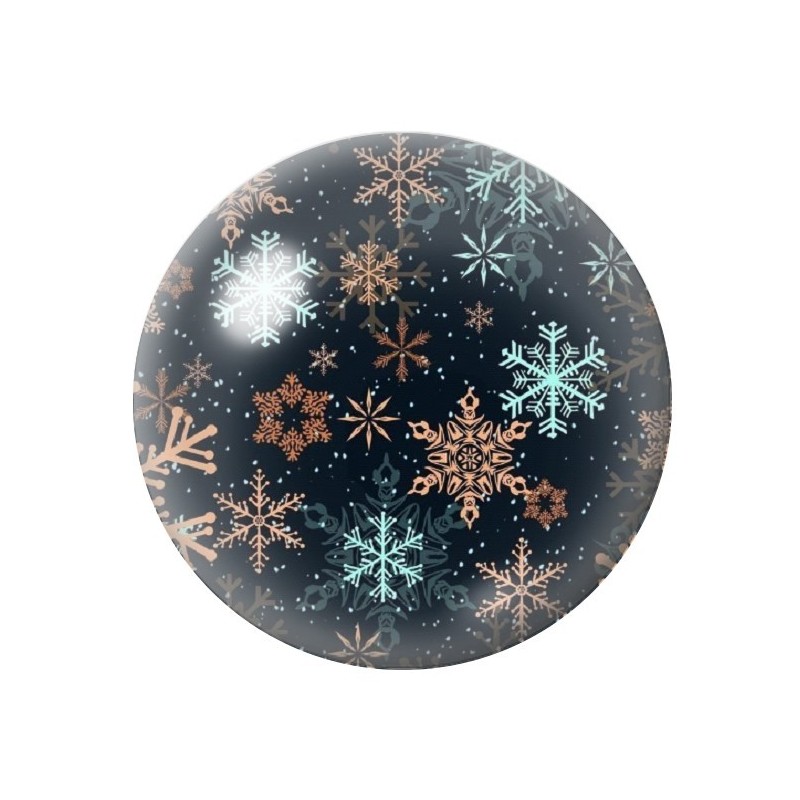 Cabochon en Verre Illustré Flocons de Neige Noël 12 à 25mm
