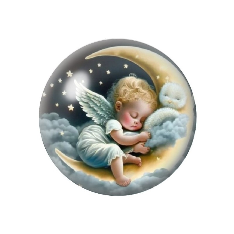 Cabochon en Verre Illustré Bébé Ange Noël 12 à 25mm