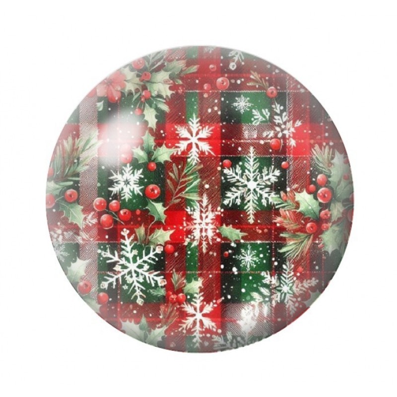 Cabochon en Verre Illustré Flocons de Neige Noël 12 à 25mm