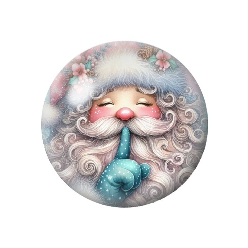 Cabochon en Verre Illustré Père-Noël 12 à 25mm