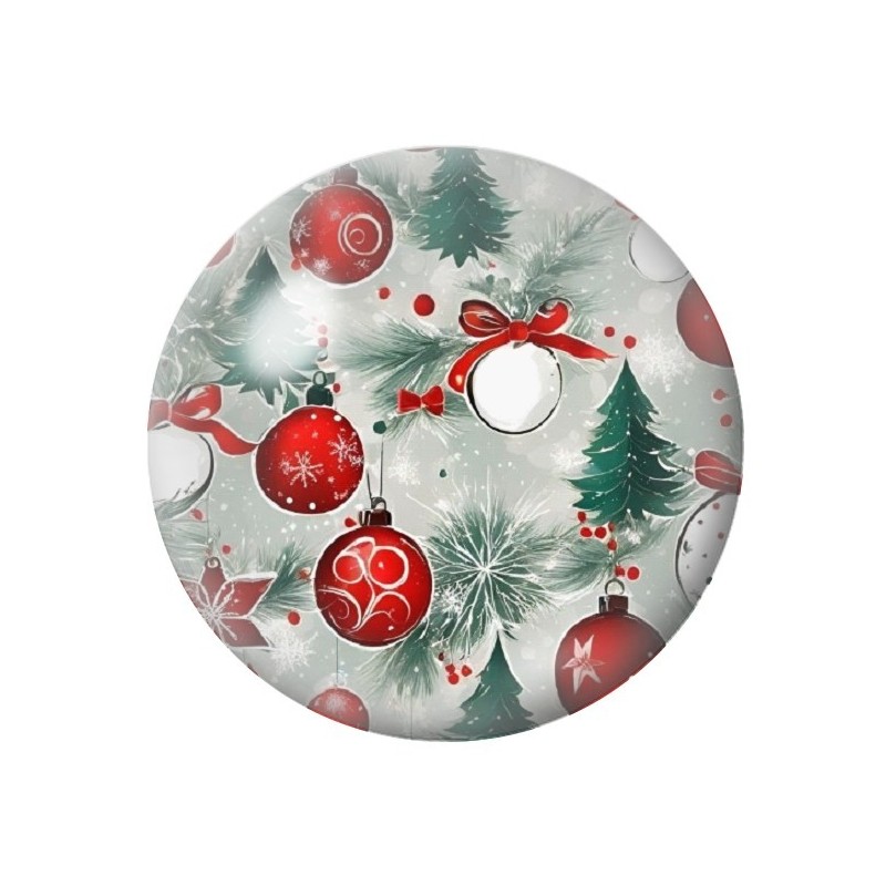 Cabochon en Verre Illustré Boules Sapins Noël 12 à 25mm