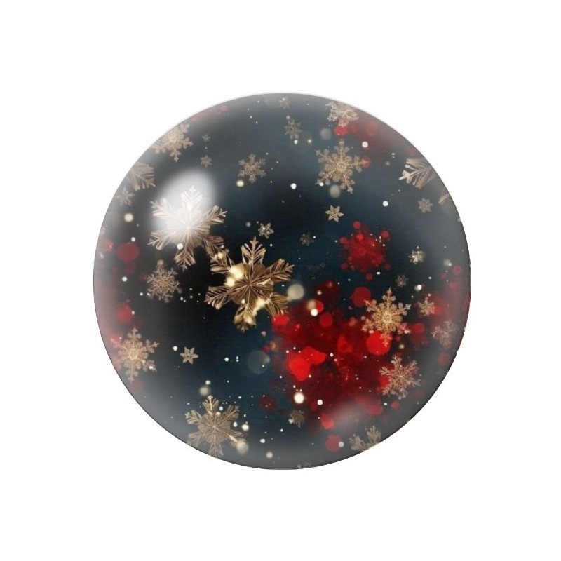 Cabochon en Verre Illustré Flocons de Neige Noël 12 à 25mm