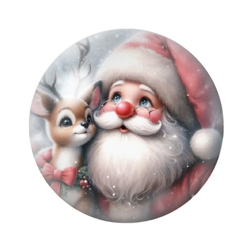 Cabochon en Verre Illustré Père-Noël 12 à 25mm