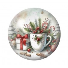 Cabochon en Verre Illustré Noël 12 à 25mm pour la création de bijoux fantaisie - DIY