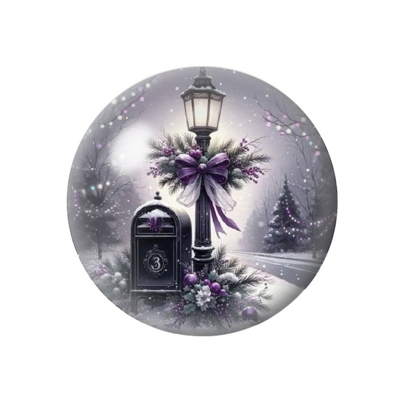 Cabochon en Verre Illustré Réverbère Noël 12 à 25mm