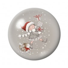 Cabochon en Verre Illustré Noël 12 à 25mm pour la création de bijoux fantaisie - DIY