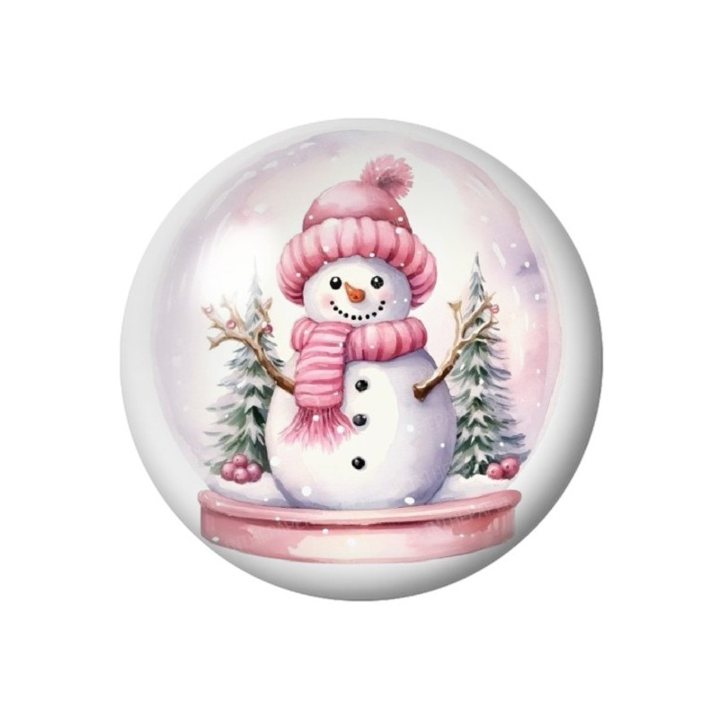 Cabochon en Verre Illustré Bonhomme de Neige Noël 12 à 25mm