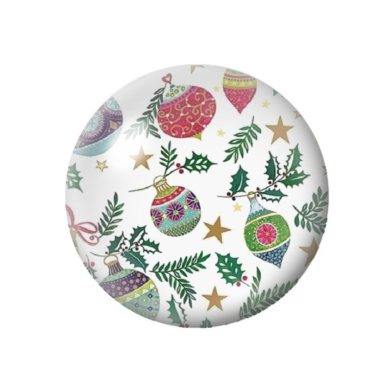 Cabochon en Verre Illustré Boules de Noël 12 à 25mm