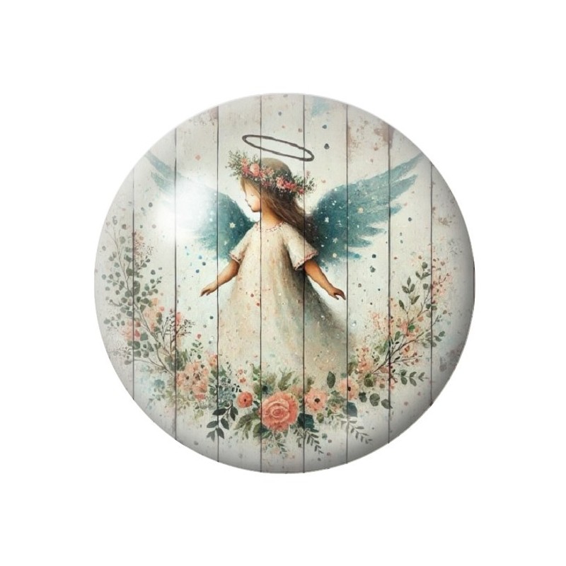 Cabochon en Verre Illustré Ange Noël 12 à 25mm
