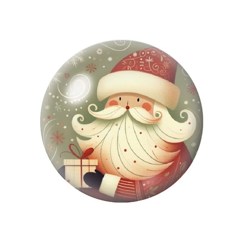 Cabochon en Verre Illustré Père-Noël 12 à 25mm