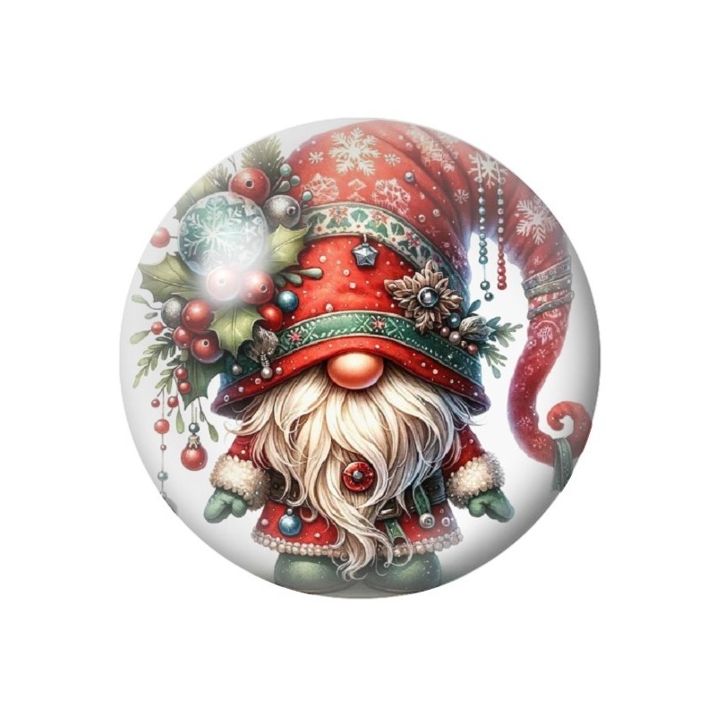 Cabochon en Verre Illustré Gnome Noël 12 à 25mm