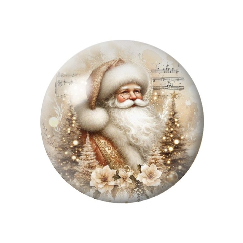 Cabochon en Verre Illustré Père-Noël 12 à 25mm