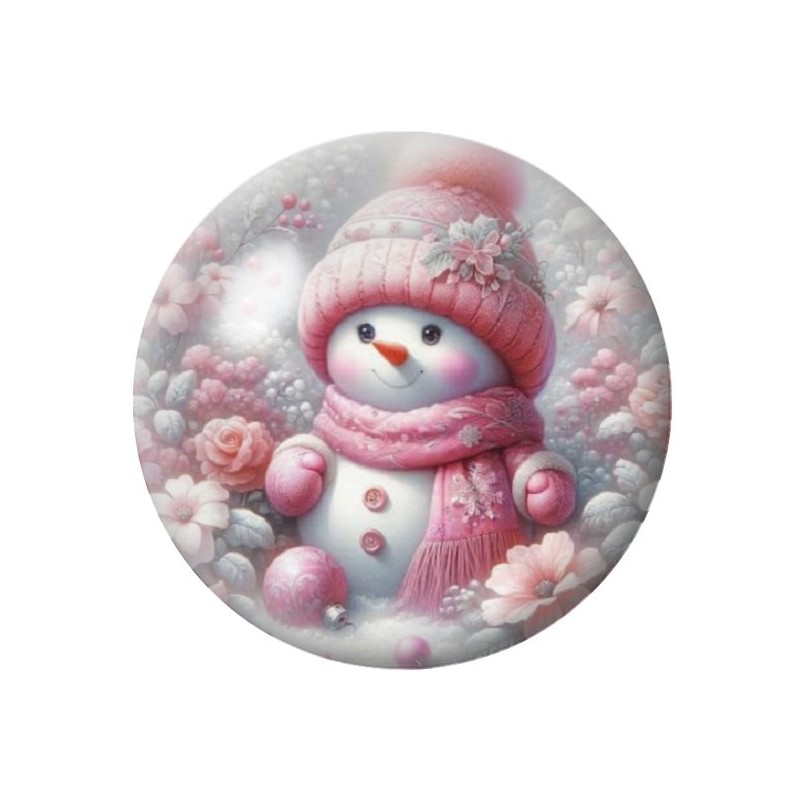 Cabochon en Verre Illustré Bonhomme de Neige Noël 12 à 25mm