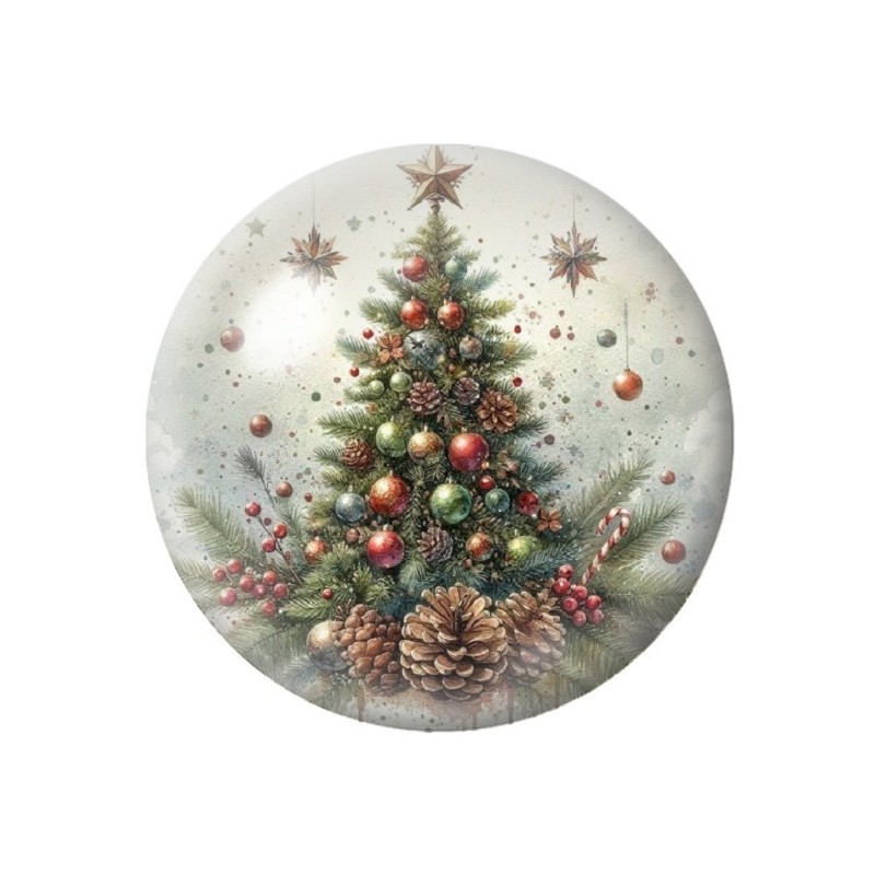 Cabochon en Verre Illustré Sapin de Noël 12 à 25mm