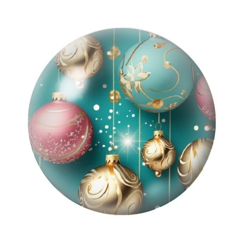 Cabochon en Verre Illustré Boules de Noël 12 à 25mm