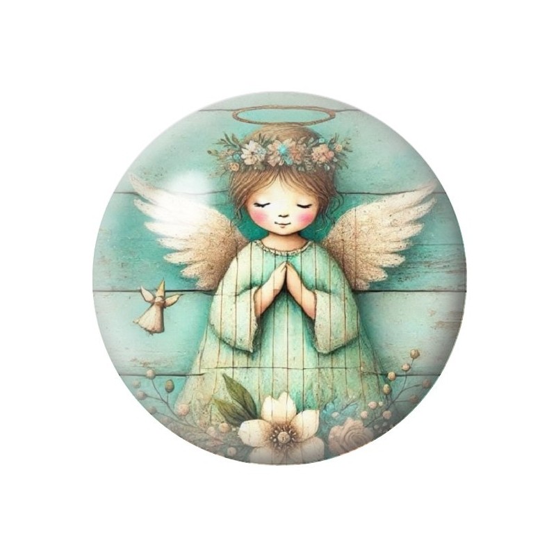 Cabochon en Verre Illustré Ange Noël 12 à 25mm