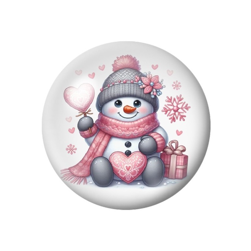 Cabochon en Verre Illustré Bonhomme de Neige Noël 12 à 25mm