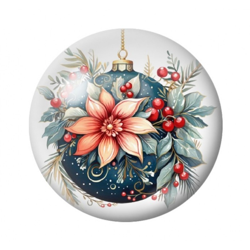 Cabochon en Verre Illustré Boule de Noël 12 à 25mm