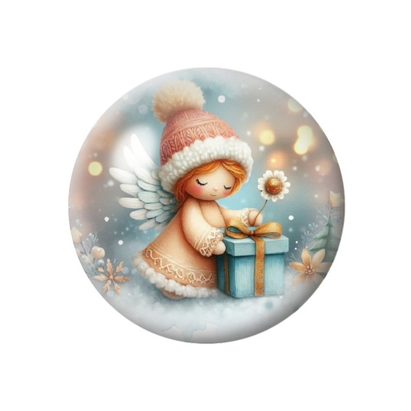 Cabochon en Verre Illustré Ange Noël 12 à 25mm