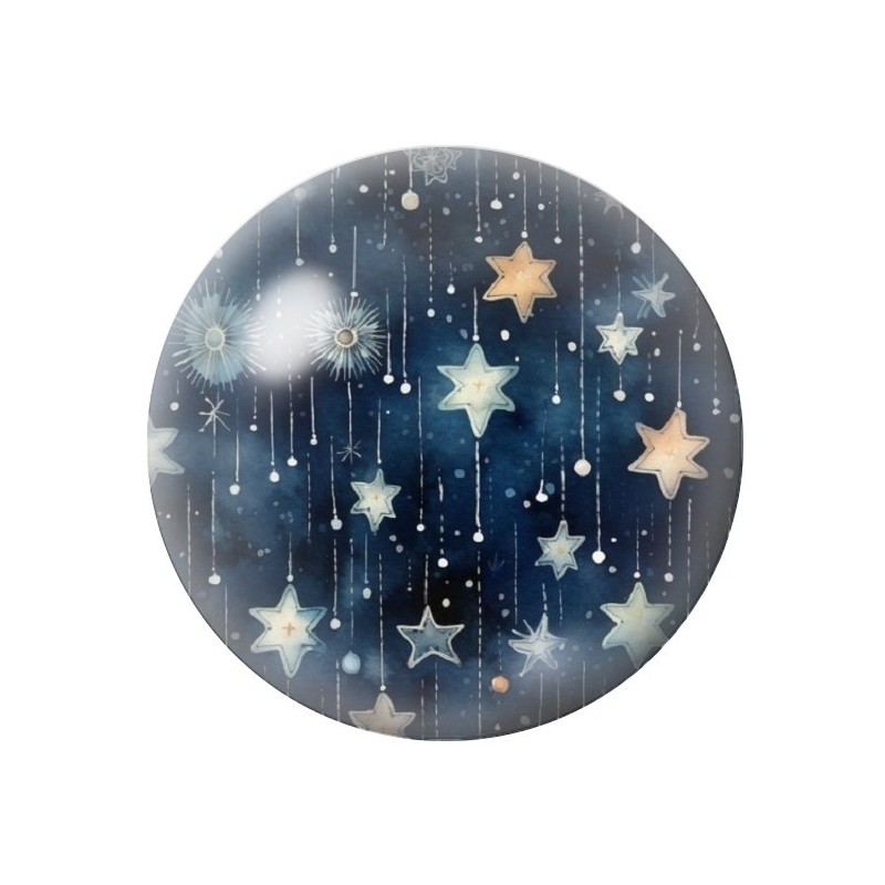 Cabochon en Verre Illustré Etoiles Noël 12 à 25mm