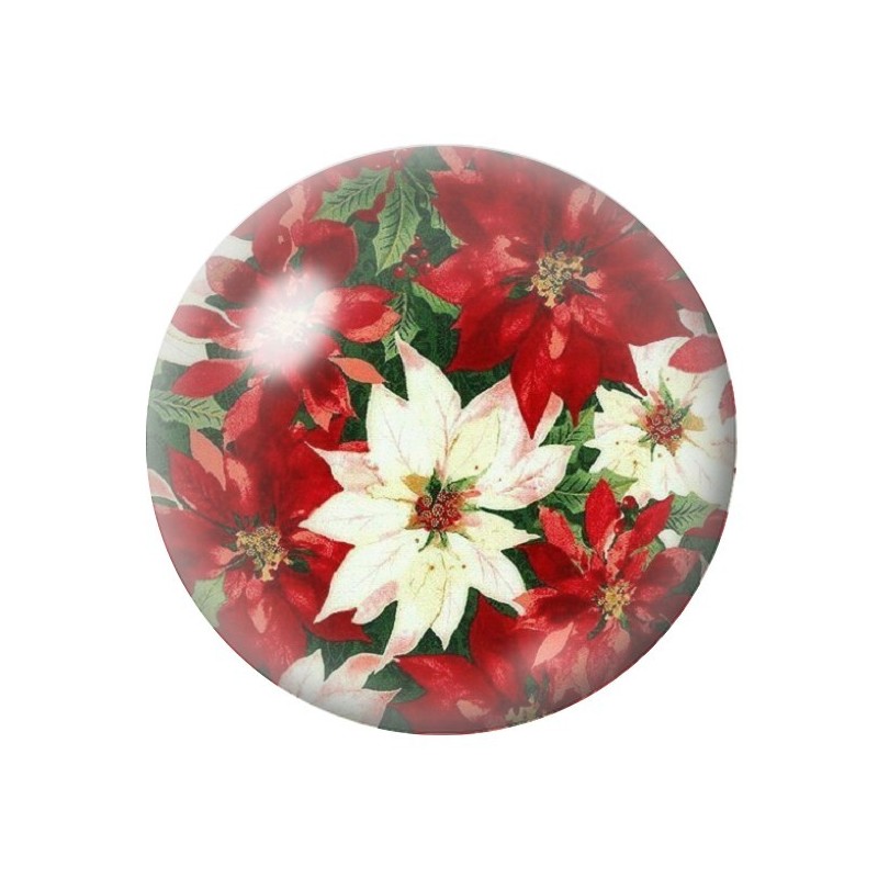 Cabochon en Verre Illustré Fleurs Noël 12 à 25mm