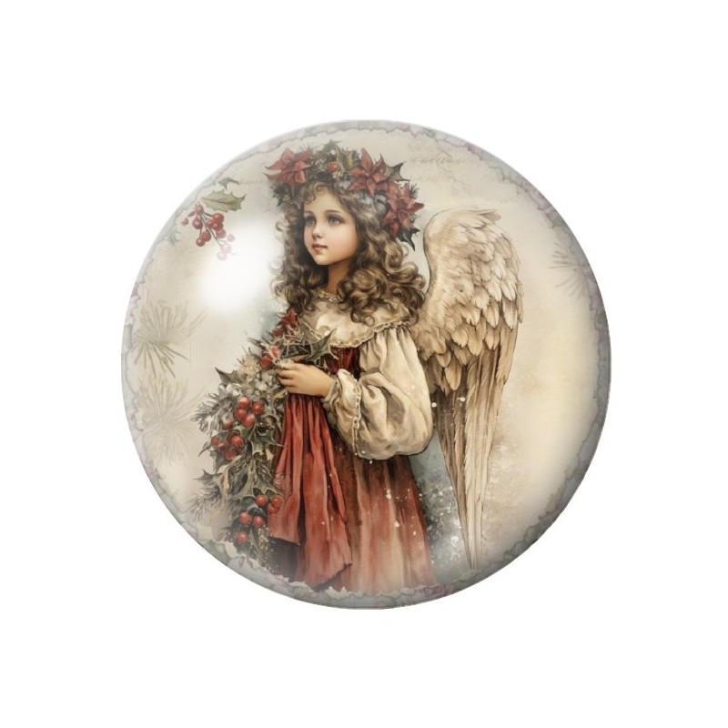 Cabochon en Verre Illustré Ange Vintage Noël 12 à 25mm