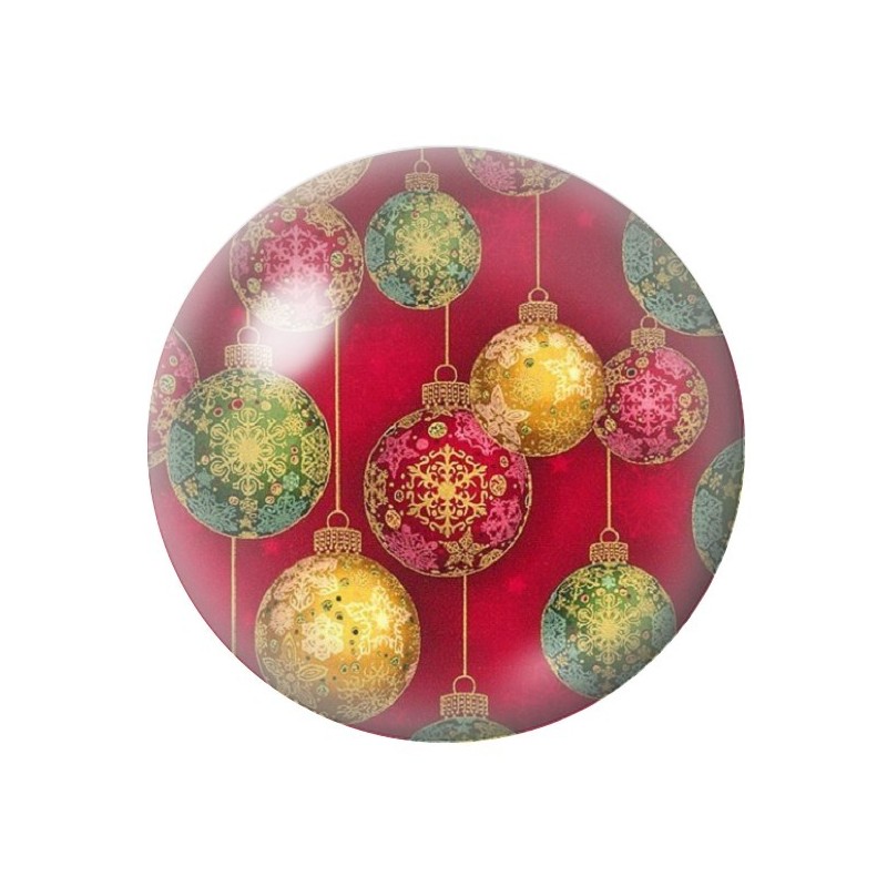 Cabochon en Verre Illustré Boules de Noël 12 à 25mm