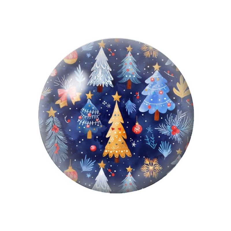 Cabochon en Verre Illustré Sapins Noël 12 à 25mm