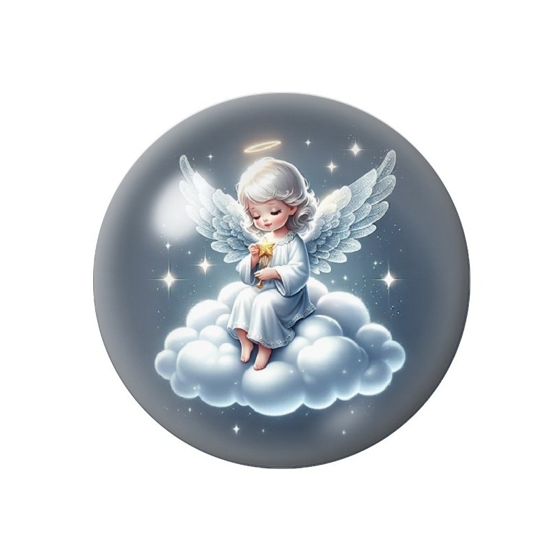 Cabochon en Verre Illustré Ange Nuage Noël 12 à 25mm