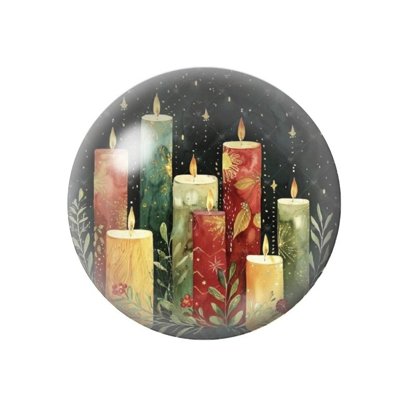 Cabochon en Verre Illustré Bougies Noël 12 à 25mm