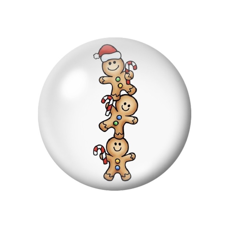 Cabochon en Verre Illustré Bonhommes de Pain d'Epices Noël 12 à 25mm