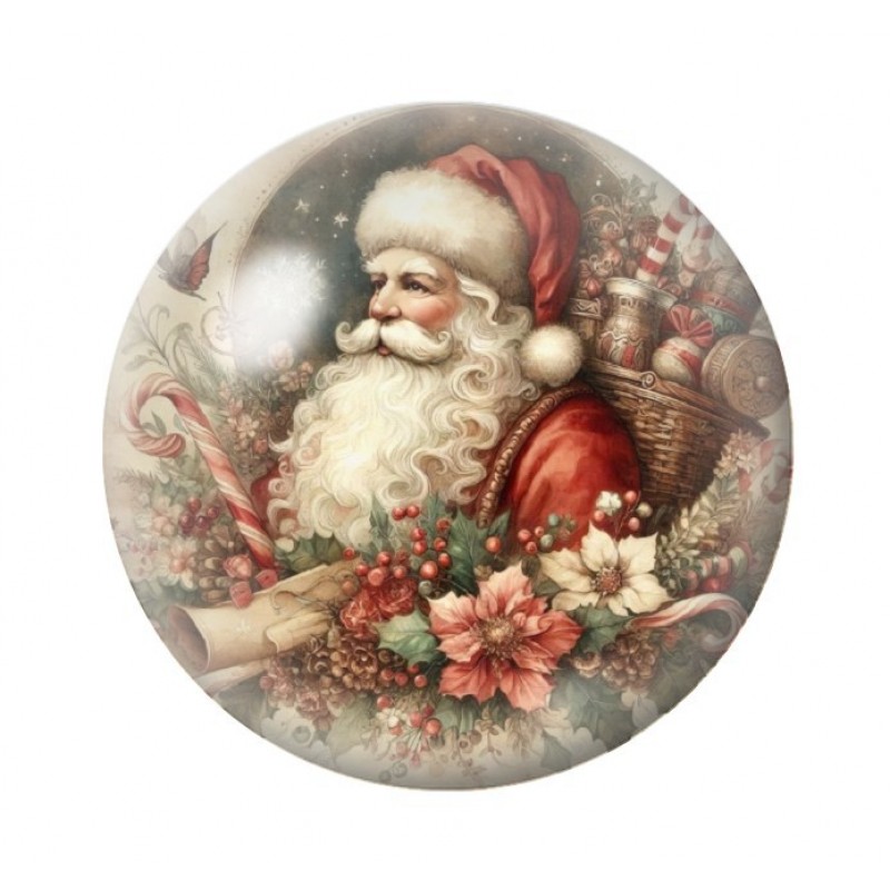 Cabochon en Verre Illustré Père-Noël 12 à 25mm
