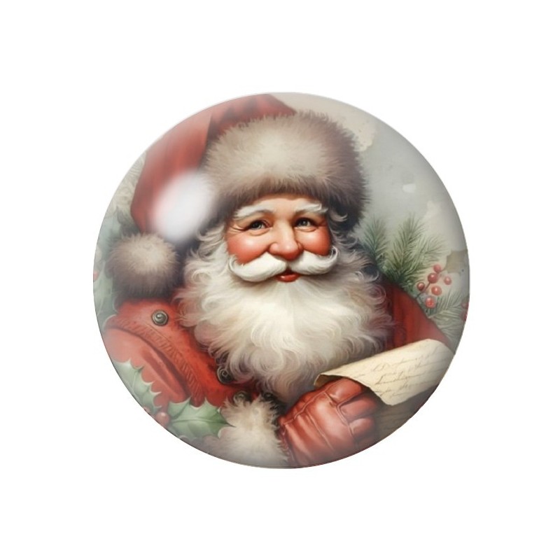 Cabochon en Verre Illustré Père-Noël 12 à 25mm