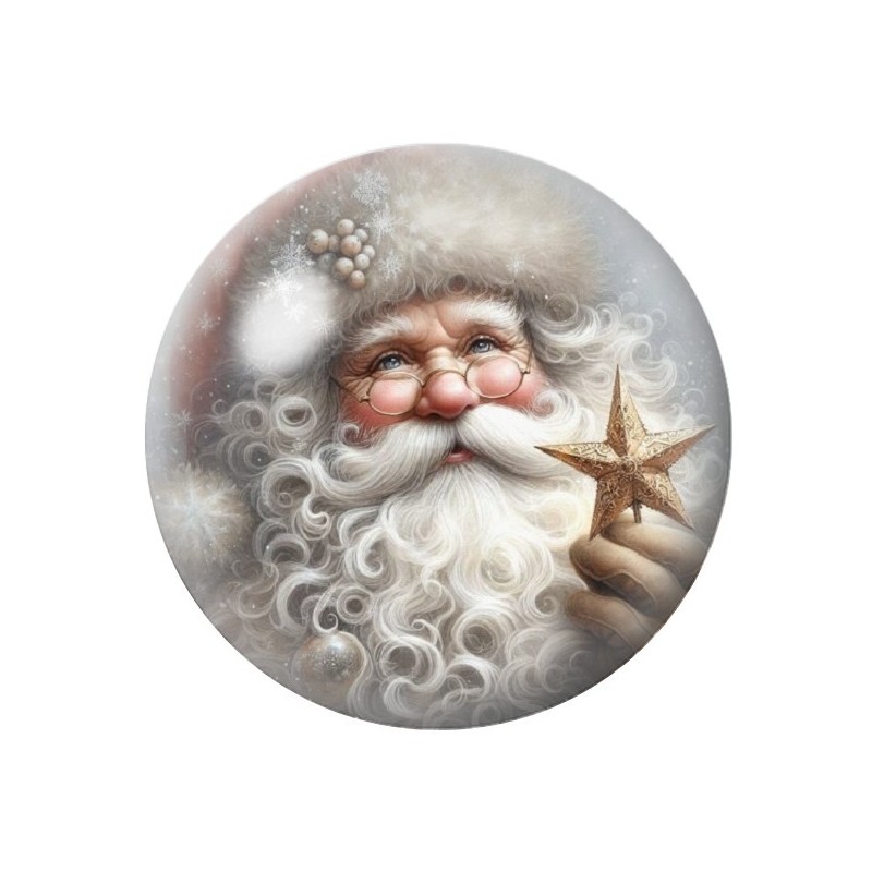 Cabochon en Verre Illustré Père-Noël 12 à 25mmCabochon en Verre Illustré Père-Noël 12 à 25mm