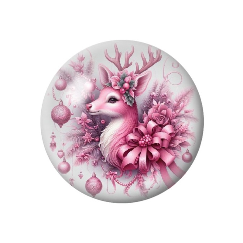 Cabochon en Verre Illustré Cerf Noël 12 à 25mm