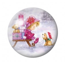 Cabochon en Verre Illustré Noël 12 à 25mm pour la création de bijoux fantaisie - DIY