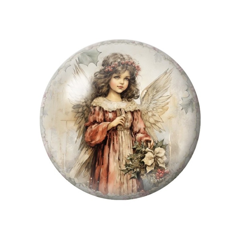 Cabochon en Verre Illustré Ange Vintage Noël 12 à 25mm