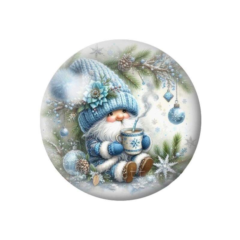 Cabochon en Verre Illustré Père-Noël 12 à 25mm