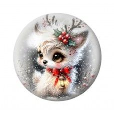 Cabochon en Verre Illustré Noël 12 à 25mm pour la création de bijoux fantaisie - DIY