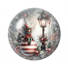 Cabochon en Verre Illustré Noël 12 à 25mm pour la création de bijoux fantaisie - DIY