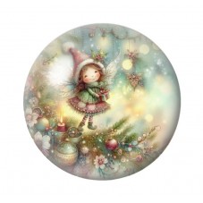 Cabochon en Verre Illustré Noël 12 à 25mm pour la création de bijoux fantaisie - DIY