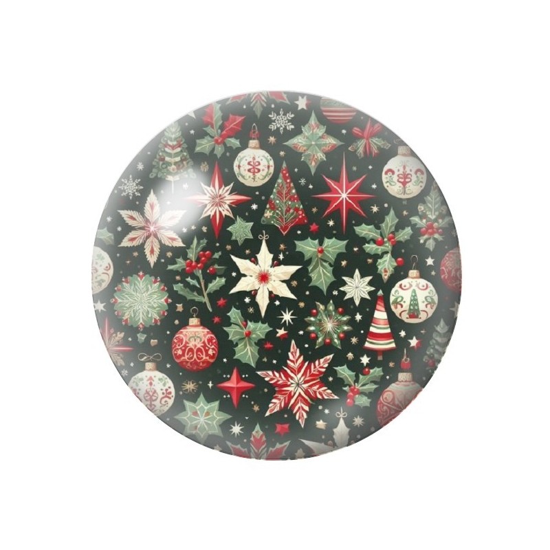 Cabochon en Verre Illustré Noël 12 à 25mm