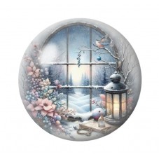 Cabochon en Verre Illustré Noël 12 à 25mm pour la création de bijoux fantaisie - DIY