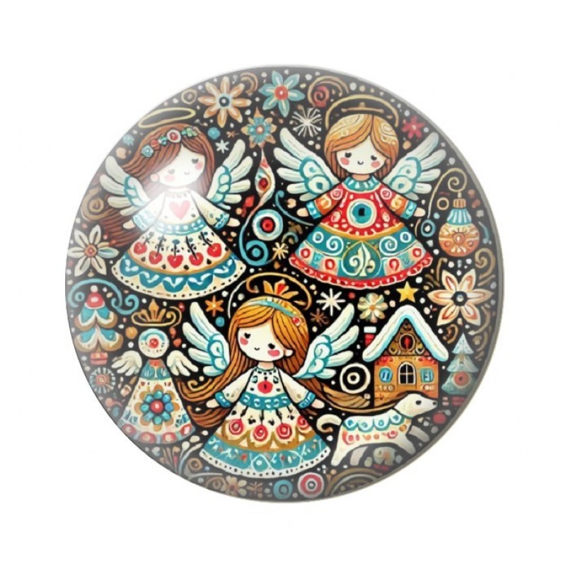 Cabochon en Verre Illustré Noël 12 à 25mm