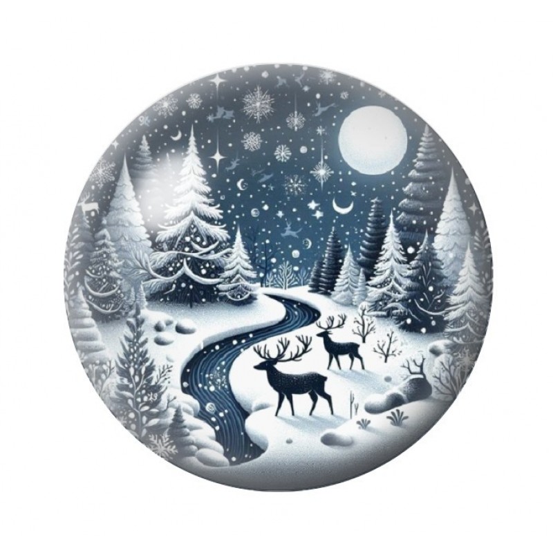 Cabochon en Verre Illustré Noël 12 à 25mm