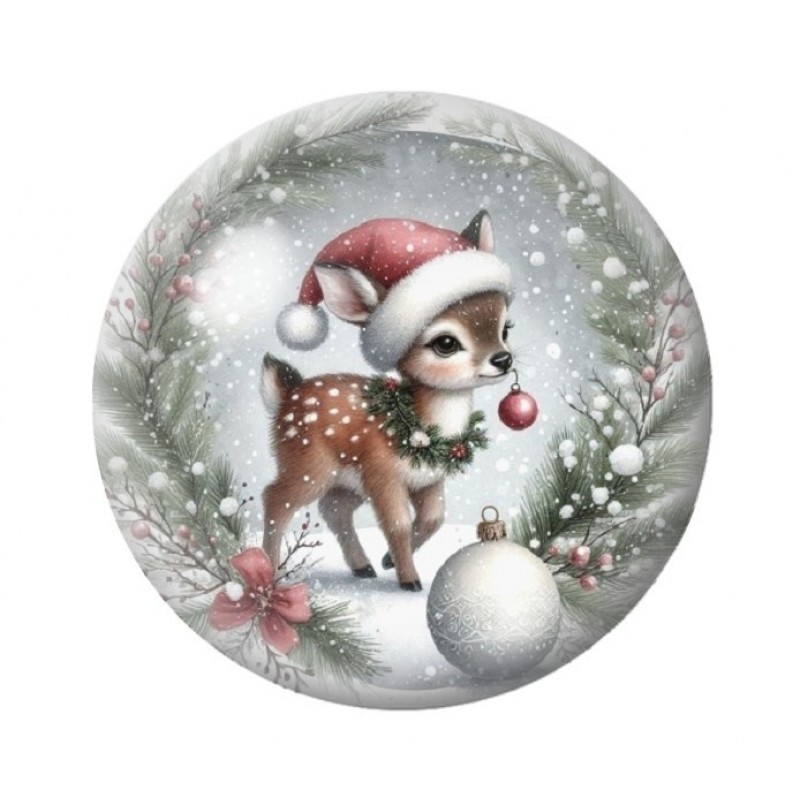 Cabochon en Verre Illustré Noël 12 à 25mm