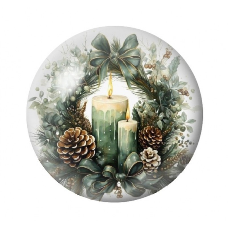 Cabochon en Verre Illustré Noël 12 à 25mm