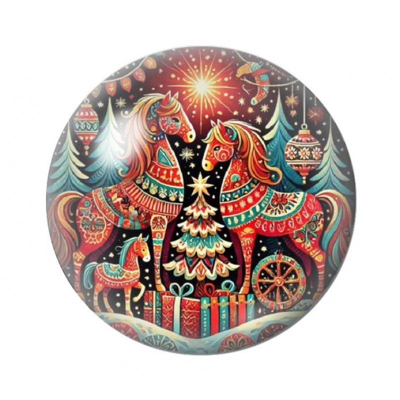 Cabochon en Verre Illustré Noël 12 à 25mm