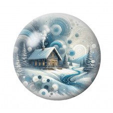 Cabochon en Verre Illustré Noël 12 à 25mm pour la création de bijoux fantaisie - DIY