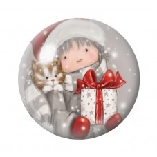 Cabochon en Verre Illustré Noël 12 à 25mm pour la création de bijoux fantaisie - DIY